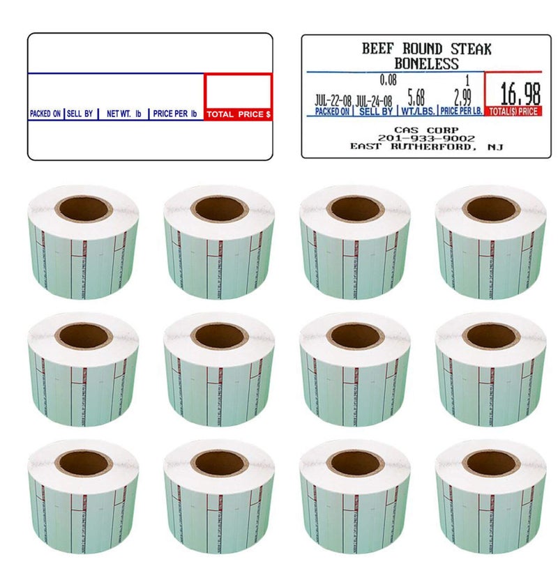 CAS LST-8000 Printing Scale Label, 58 x 30 mm, Non-UPC, 12 Rolls Per Case - Image 1
